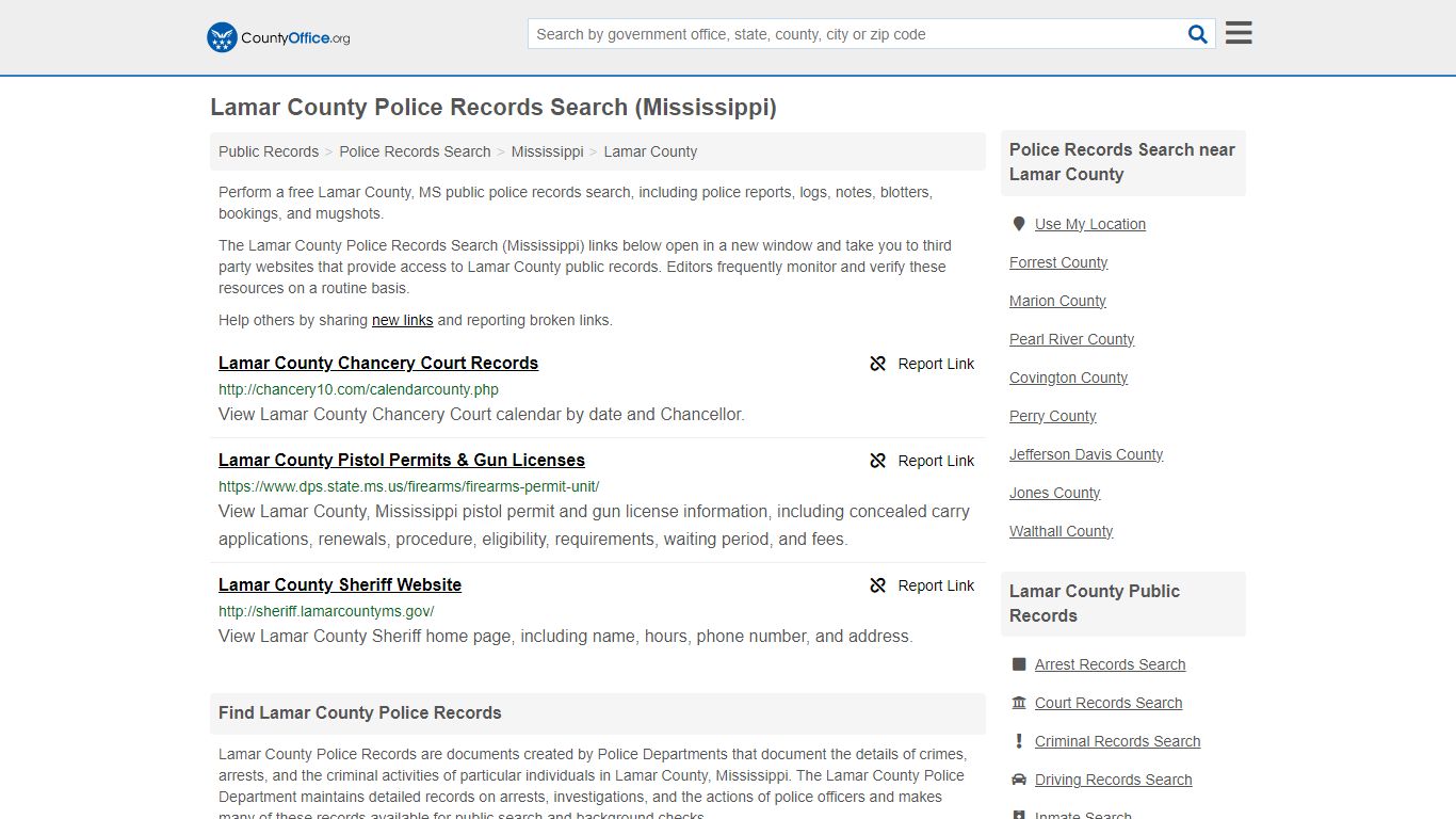 Police Records Search - Lamar County, MS (Accidents & Arrest Records)